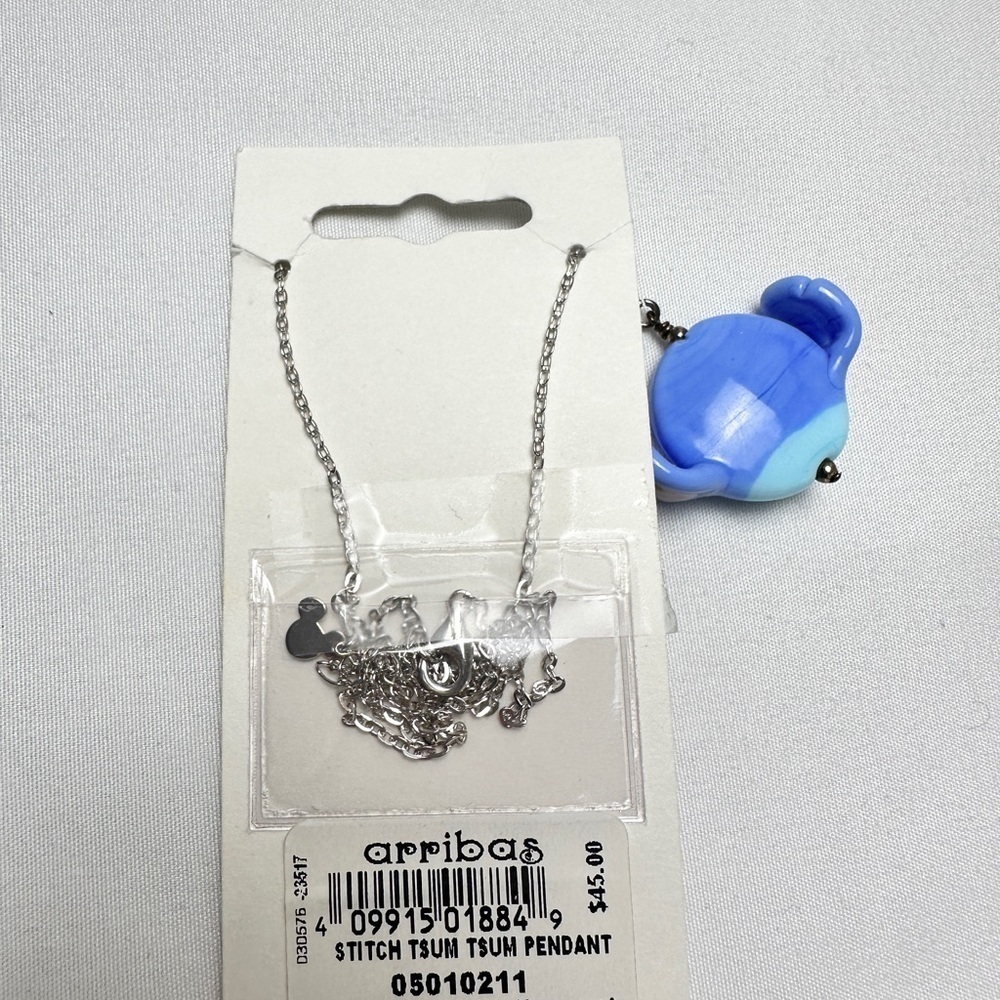NWT - Arribas Brothers Stitch Blue Glass Pendant Necklace - Picture 3 of 4